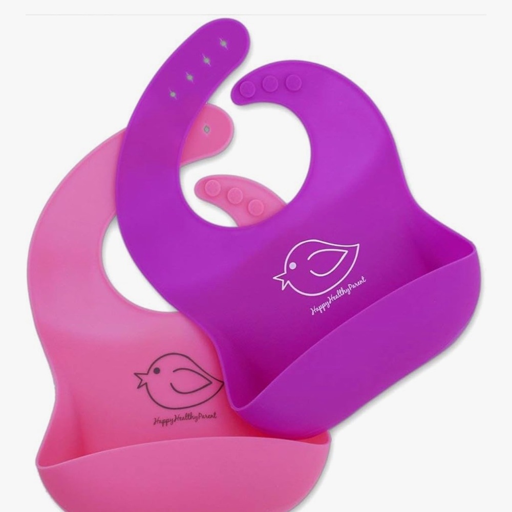 Pink and Purple Silicone Baby Bibs